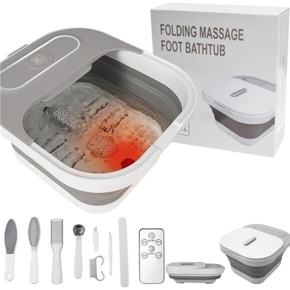 Collapsible Foot Spa Bath with Heat and Massage Rollers, Bubble, Foot Pedicure - Picture 1 of 7